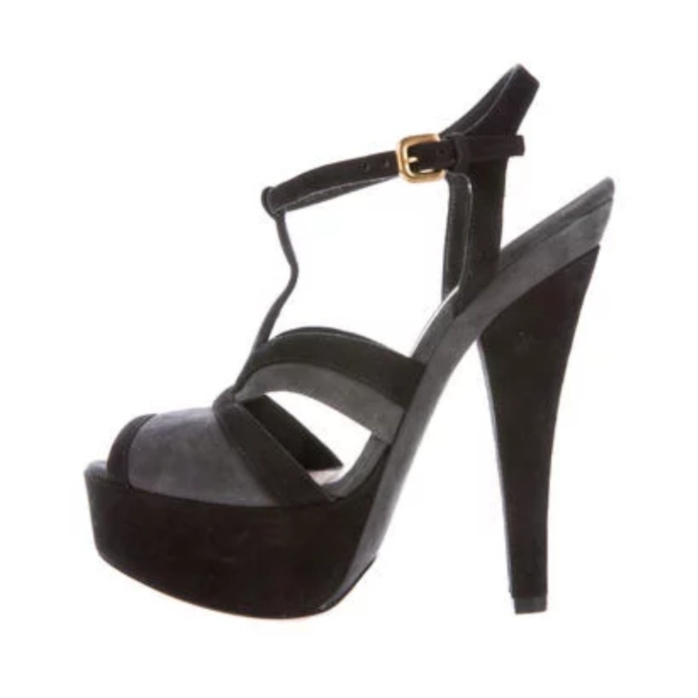 EUC Prada Suede Peep-toe T-Strap Platform Pump